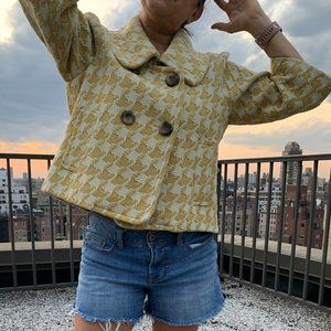 Vintage yellow-gold & cream cropped coat / jacket
